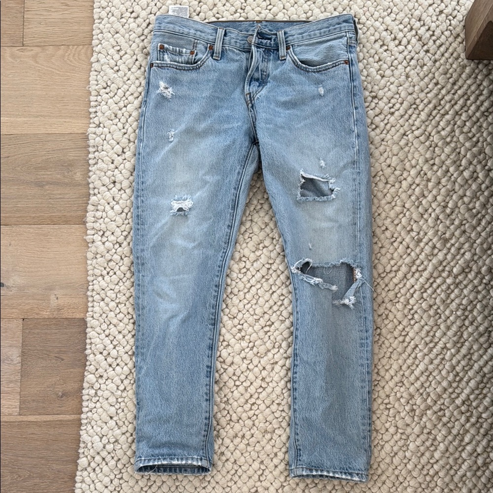Levi's Distressed Light Blue Jeans- 501 tapered
